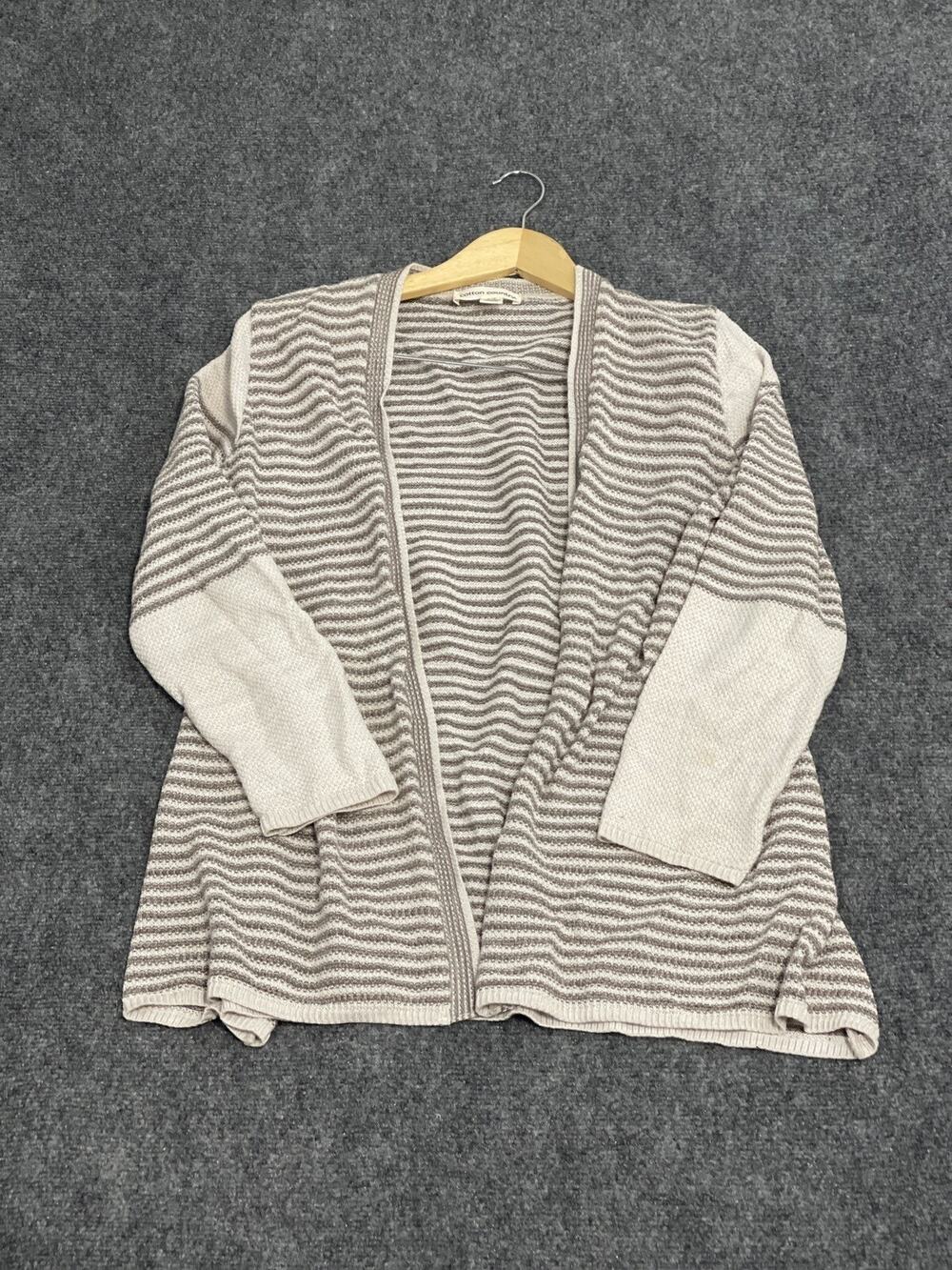 Cotton Country Cardigan Womens Small Sweater Striped L/S made in Canada N290